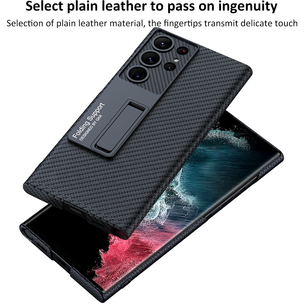 GKK For Samsung Galaxy S23 Ultra PU Leather Coated Hard PC Phone Case Hidden Kickstand Shockproof Mobile Phone Cover GKK For Samsung Galaxy S23 Ultra PU Leather Coated Hard PC Phone Case Hidden Kickstand Shockproof Mobile Phone Cover